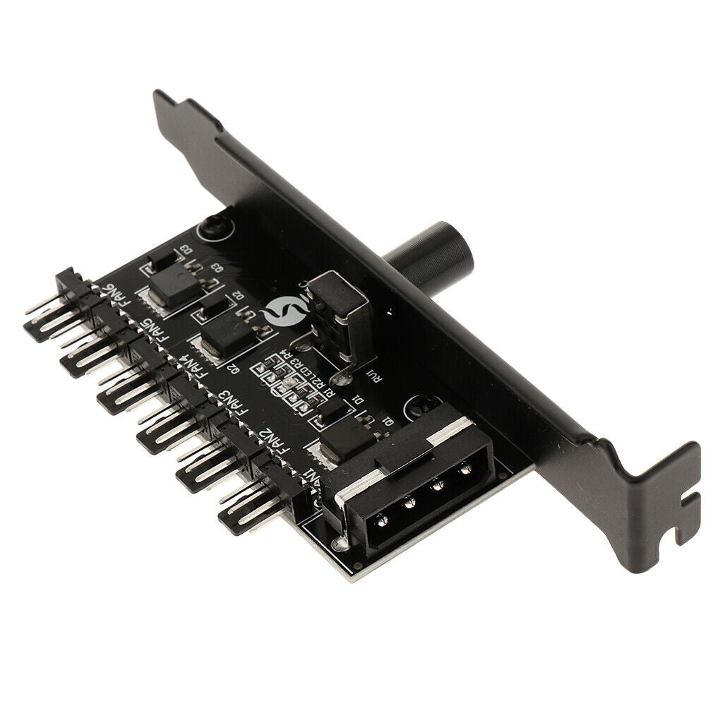 2x 6 Way PC Cooling Fan  Controller Hub 4Pin Power Socket Splitter