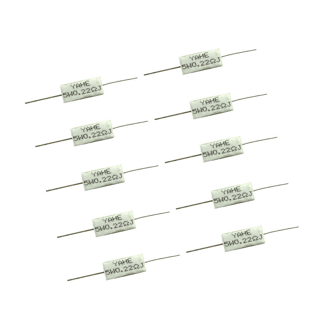10pcs 5W 0.22 ohm +/-5% Wirewound Cement Resistor Winding Ceramic Resistance