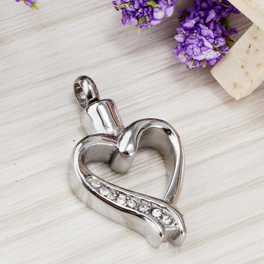 Stainless Steel Heart Frame Cremation Pendant Ash Funeral Memorial Jewellery