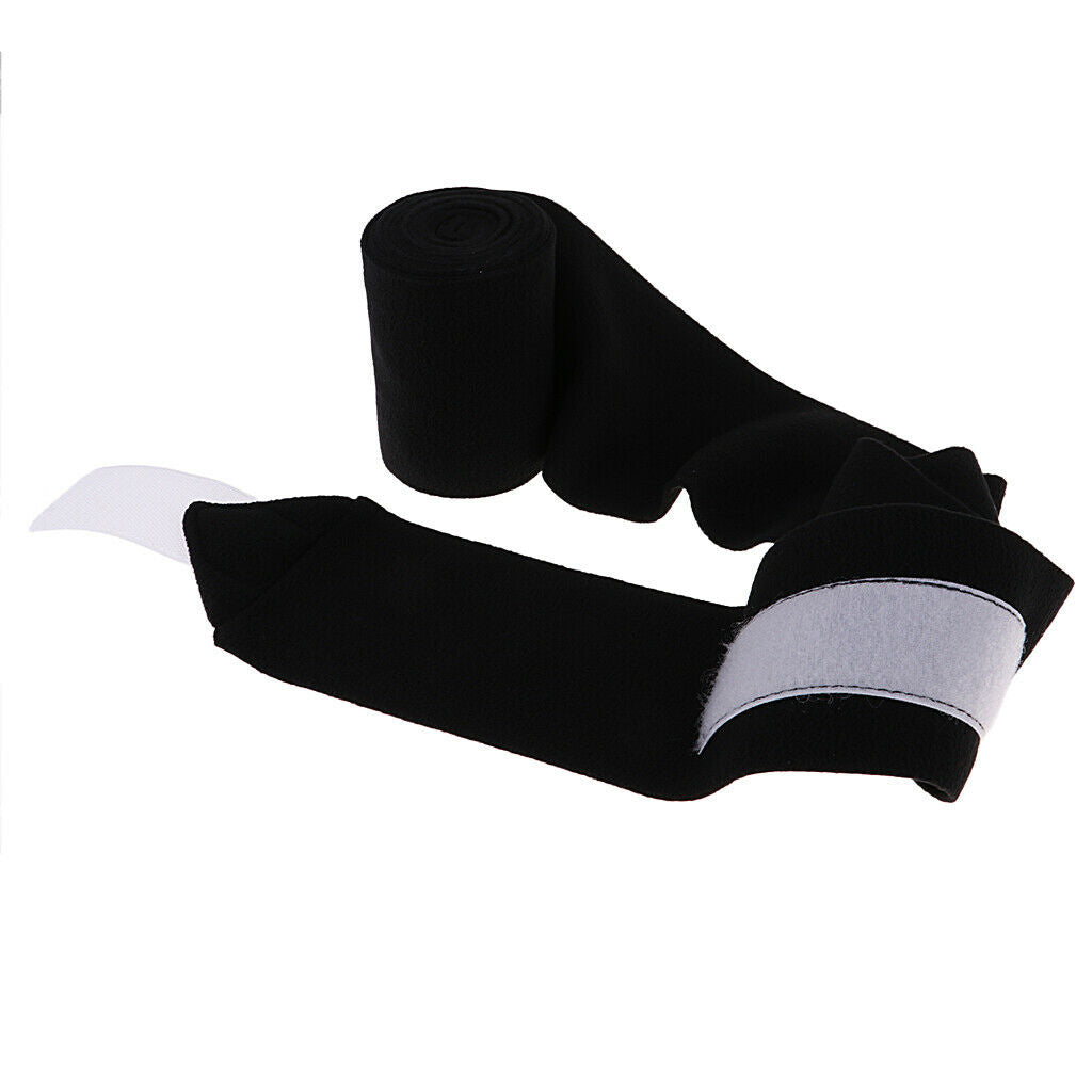 4pcs Soft Fleece Equestrian Leg Wraps Bandage for Horse Riding Racing Black