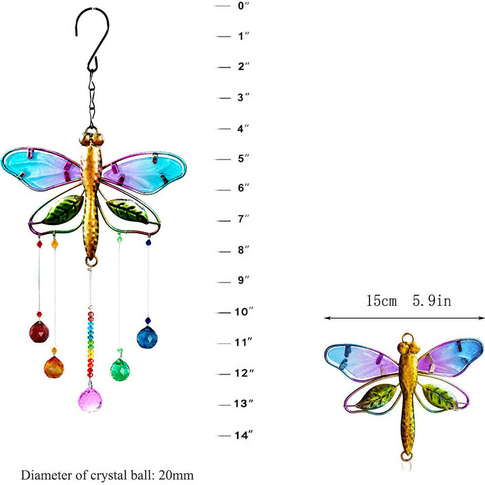 Suncatcher Dragonfly Window Hanging Decor Crystal Ball Prism Rainbow Maker Craft