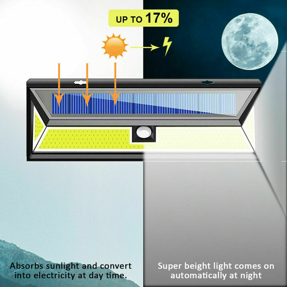 180 COB LED PIR Motion Sensor Solar Power Wall Light Outdoor Waterproof 1000LM