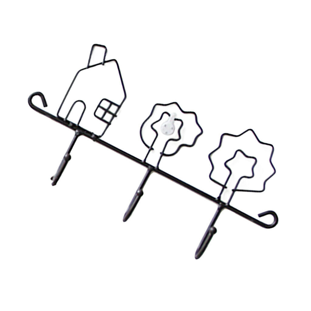 Crochet Wall Hook Door Garment Handbag Hat Self Adhesive Iron - House and Tree