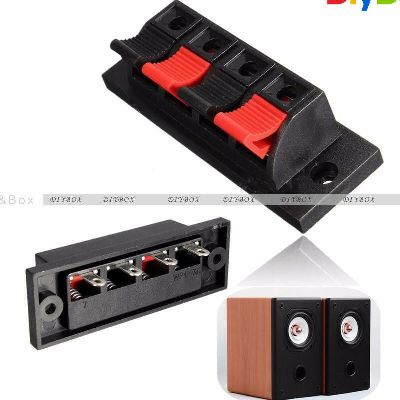 4 Way Push Release Connector Plate Stereo Speaker Terminal Strip Block