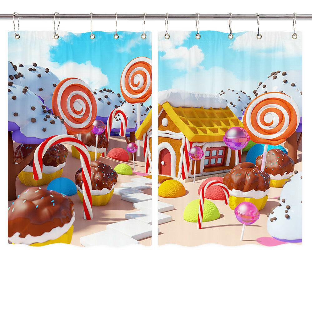 Kid's Candy House Window Treatments for Kitchen Curtains 2 Panels, 55X39 Inches
