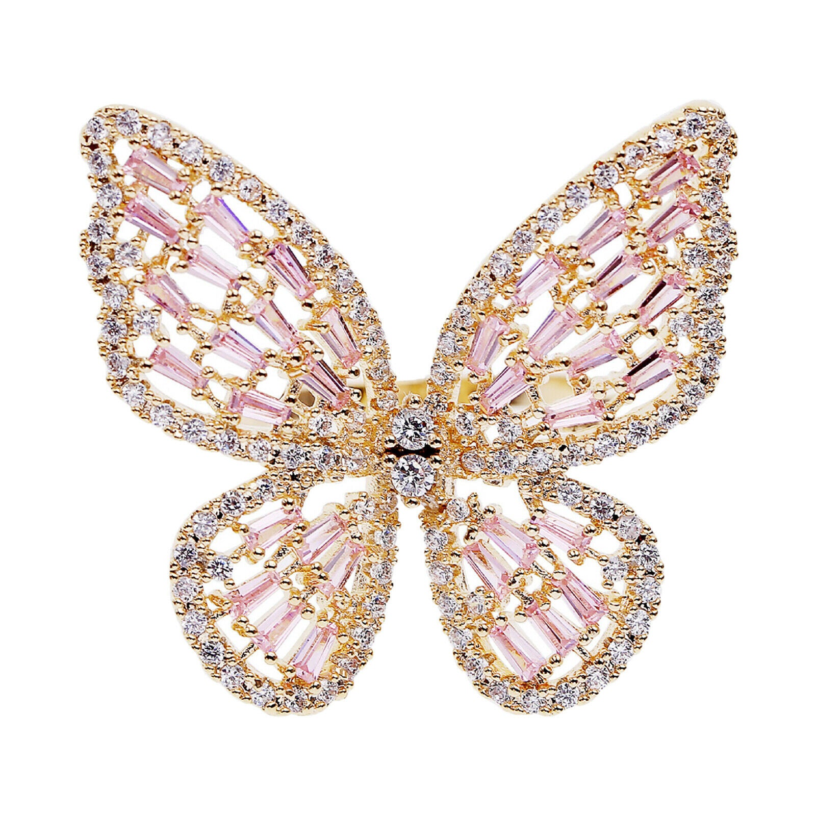 Sparkly Rhinestone Butterfly Rings Knuckle Rings Wedding Party Jewelry