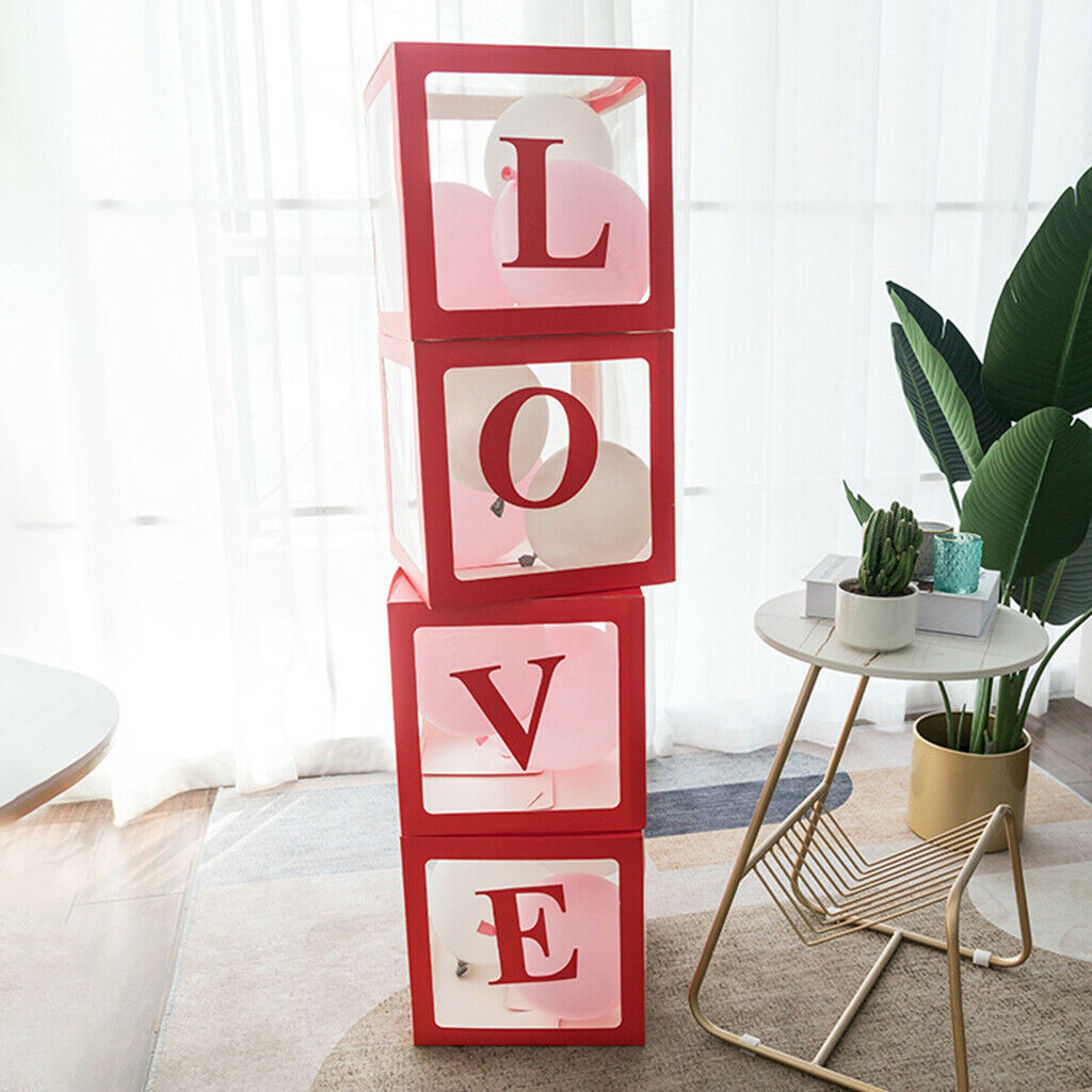 Latex Box Wedding Decoration, Transparent Birthday Party Supplies Red