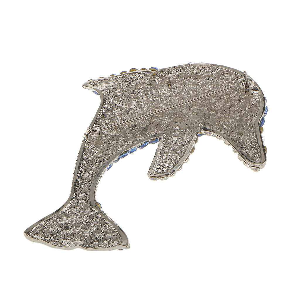 Fashion Crystal Rhinestone Dolphin Design Brooch Pin Women Animal Jewelry