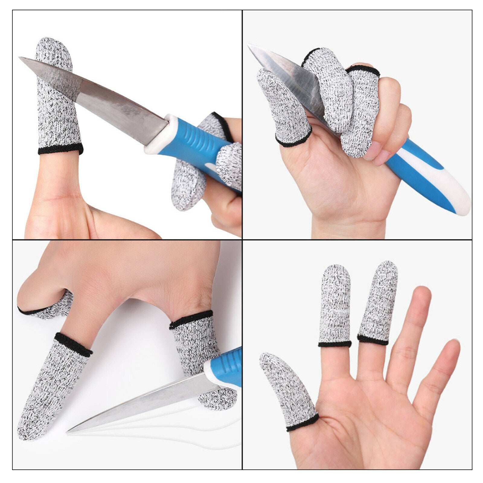 40x Safety Cut Resistant Finger Cots HPPE Finger Sleeve Cover for Gardening
