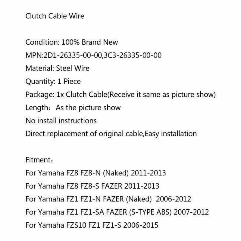 Motorcycle Wire Steel Clutch Cable 2D1-26335-00-00 Fit For Yamaha FZS10/FZ1 FZ1
