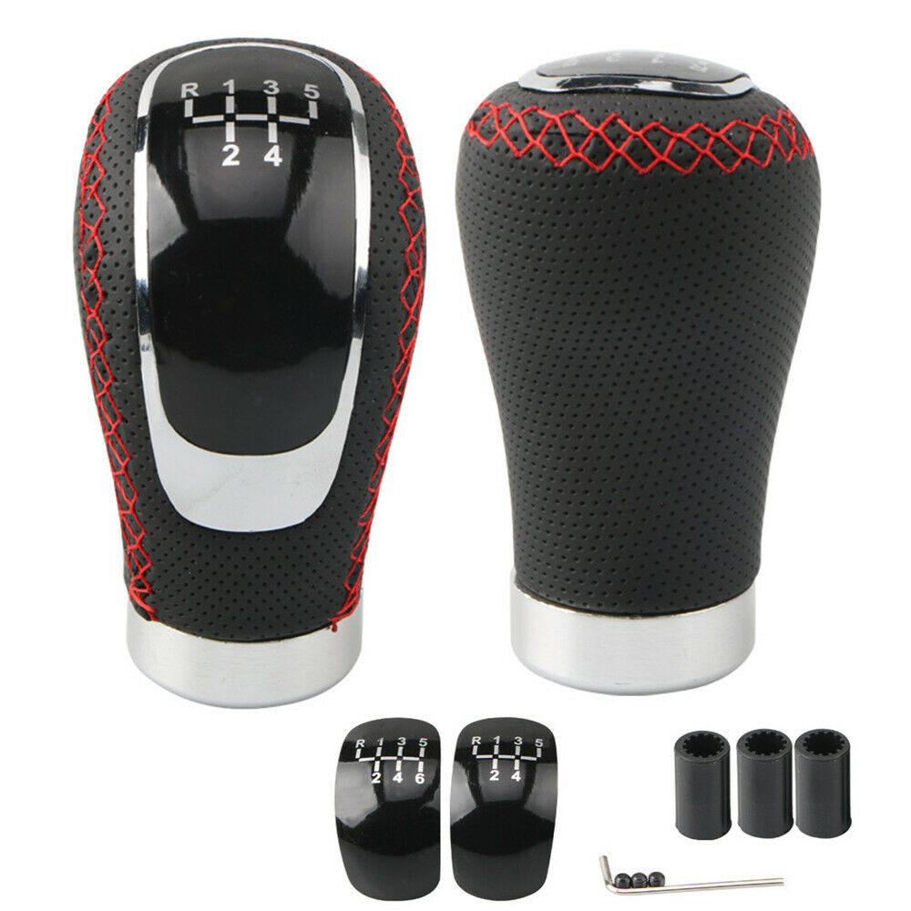 Black PU Leather Car Gear Shift Knob Manual Shifter Lever w/ Cap Cover Universal