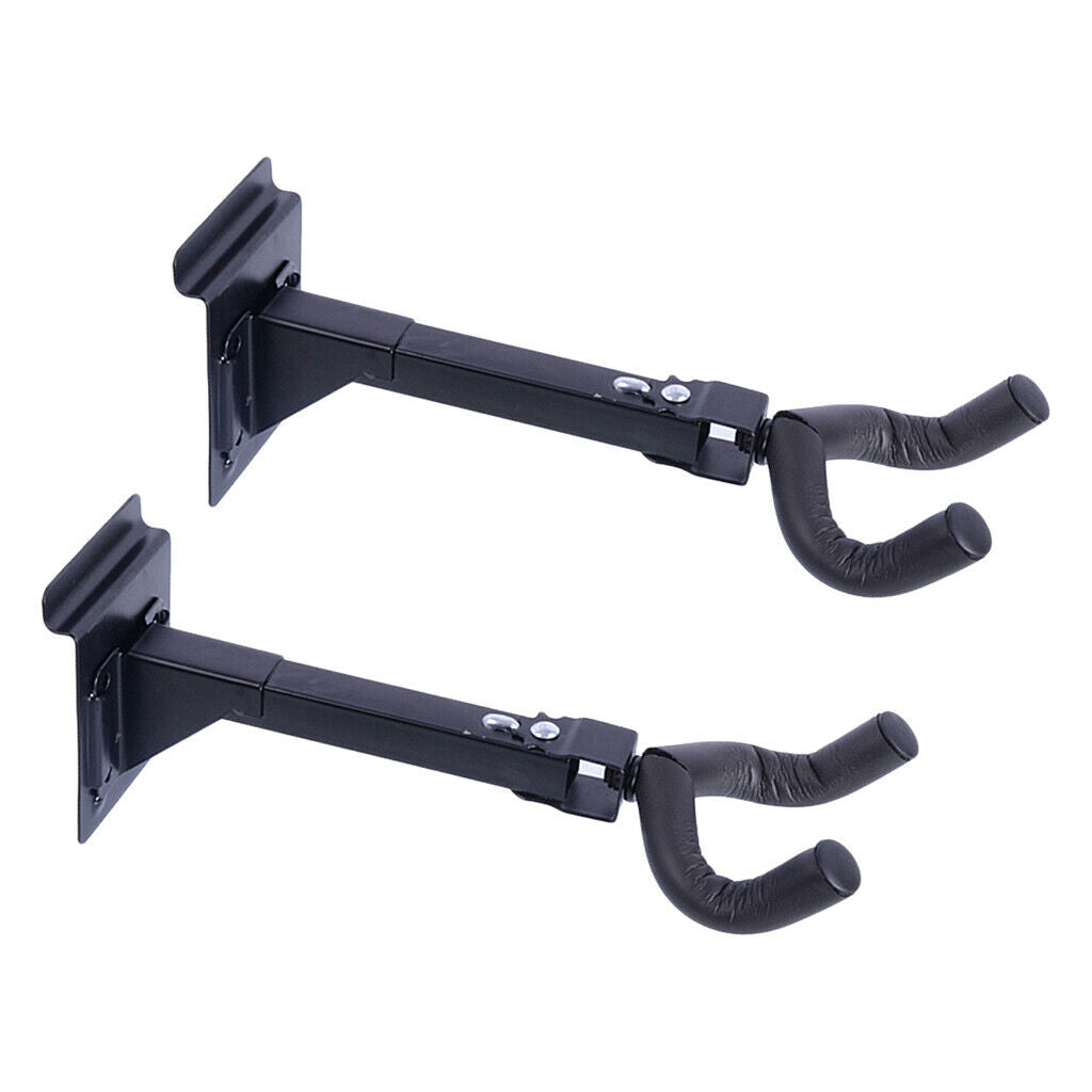 2 Pieces Iron Bass Guitar Wall Hanger Holder Storage Display Stand Rack