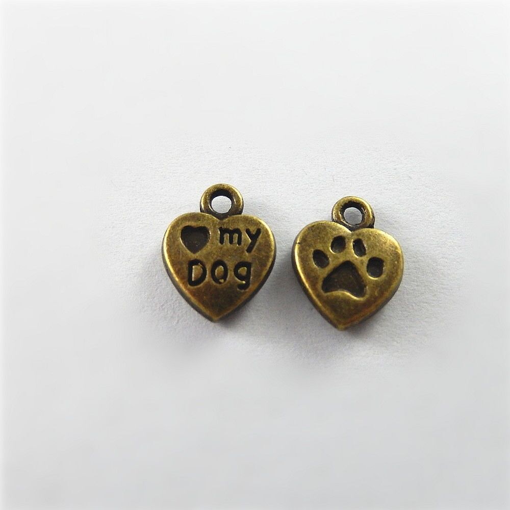 40pcs Antiqued Bronze Heart Alloy Charm Footprint Earring Pendant Crafts 13*10mm