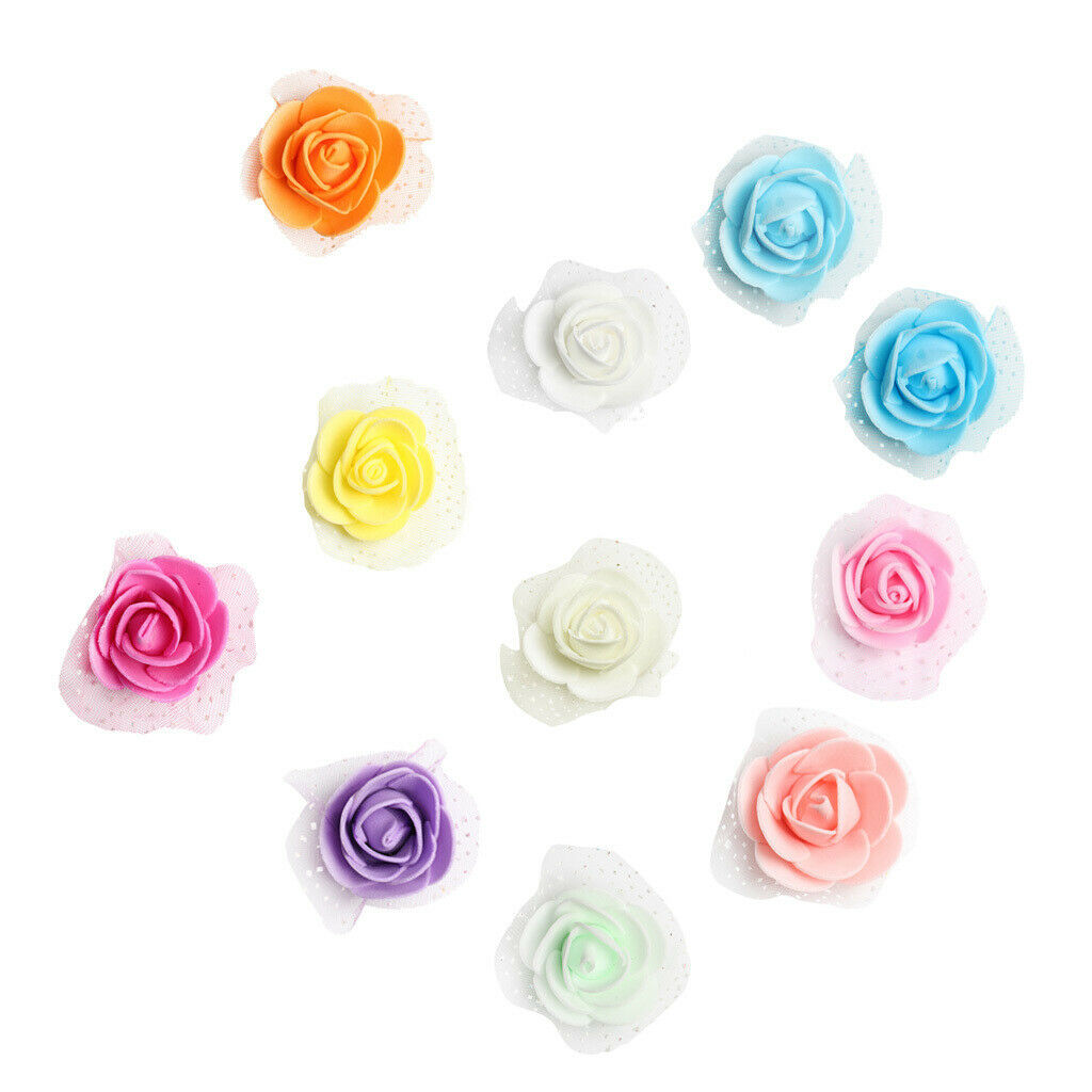 100pcs Artificial Foam Rose Head Flowers Wedding Home DIY Craft Decor White