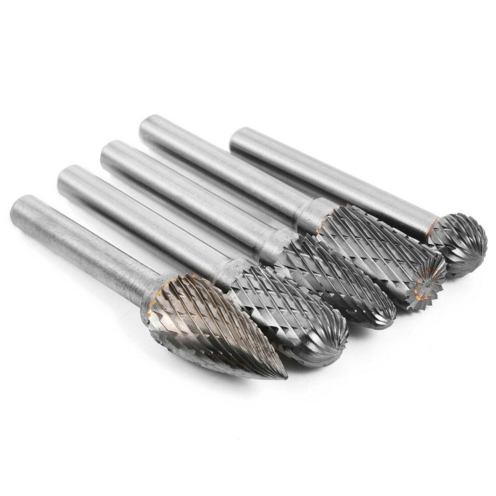 5x Tungsten Carbide Burr 1/4" 6mm Rotary Cutter Files Set CNC Engraving CED 10mm