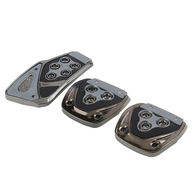 Grey Metal Speed Sporty Non-Slip Manual MT Gas Brake Foot Pedal Pad Cover Car