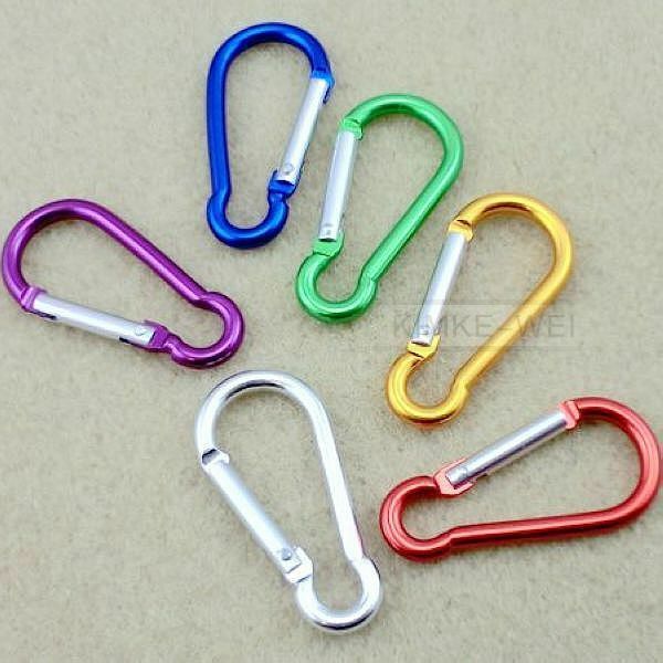 12PCS 6 COLORS GOURD SHAPE ALUMINUM SELF LOCKING CARABINER CLIP