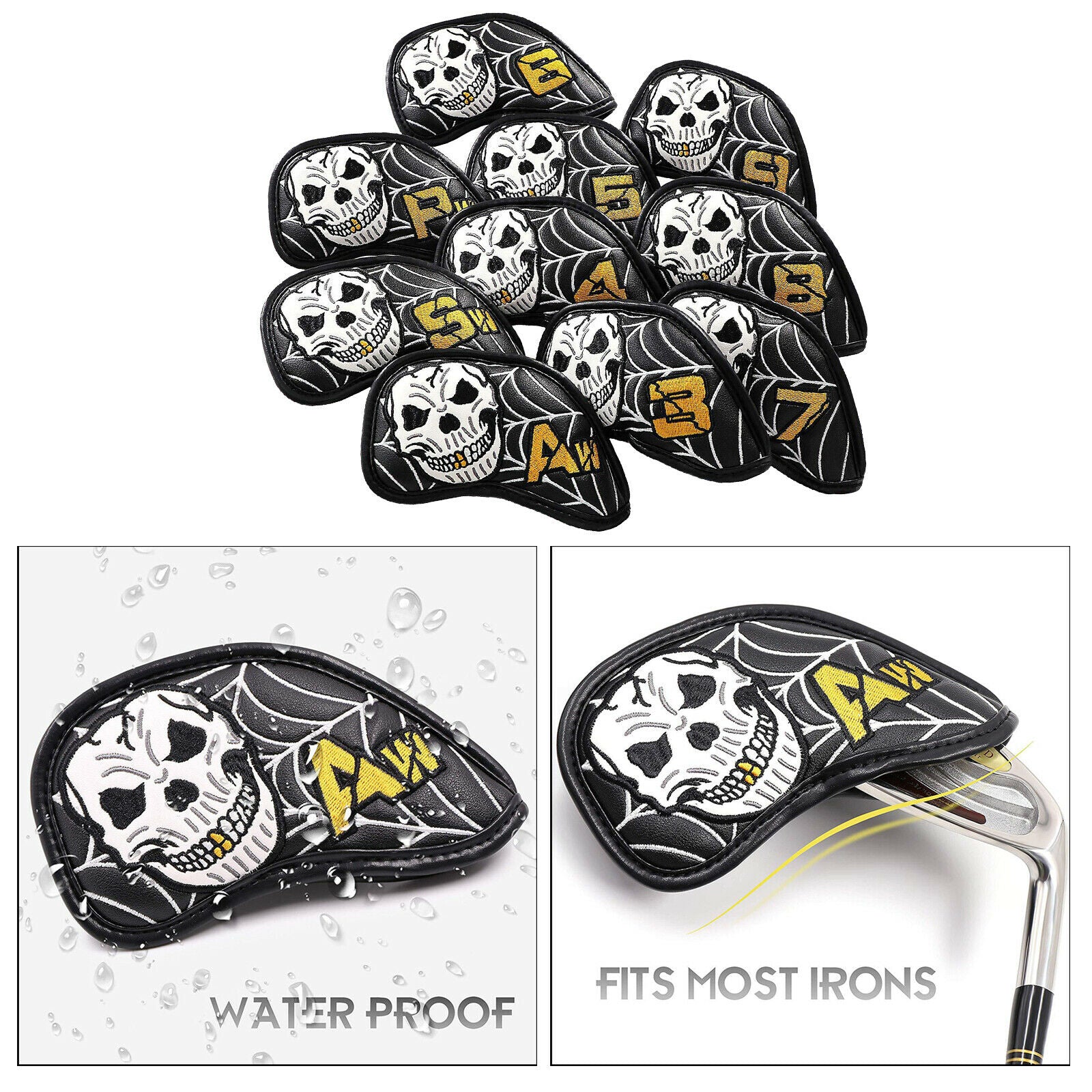10pcs Waterproof Golf Iron Head Cover Club Headcover Wedges Anti-Scratch