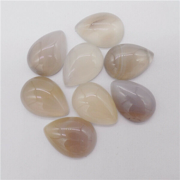 15Pcs 25x18x6mm Wholesale Natural Gray Agate Teardrop Cab Cabochon HH9659