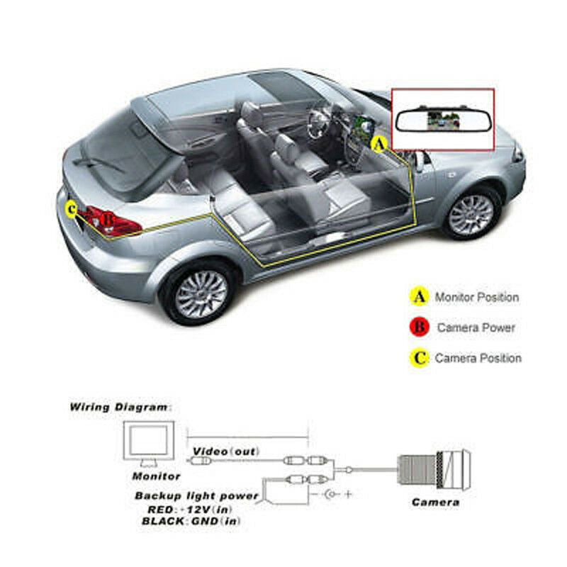 360Â° Rotatable Reverse Backup Parking Camera + 4.3Inch LCD Mirror Display Screen