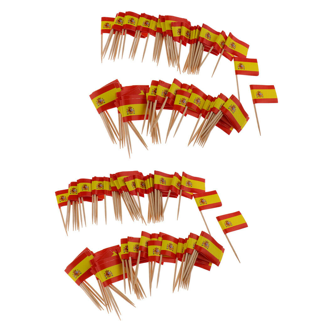 200 Pieces Decorative Flag Toothpicks Party Food Decorations Spain