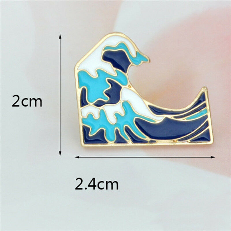 Simple Cartoon Girl Sea Wave Enamel Collar Pins Badge Corsage Brooch Jewel.l8
