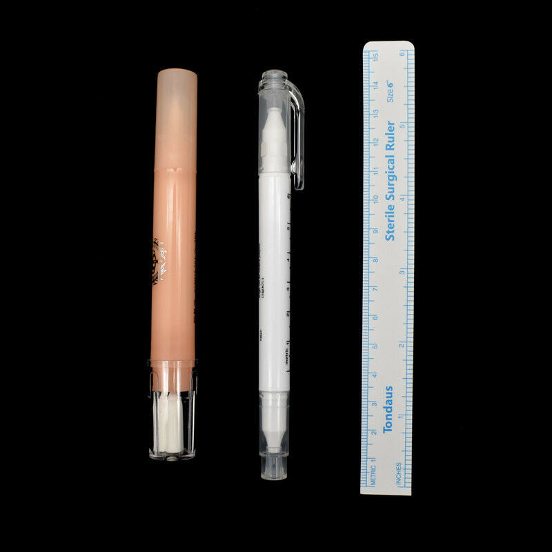 3Pcs Eyebrow Tattoo Marking Pen Pencil Ruler Permanent Makeup Microblading Tool