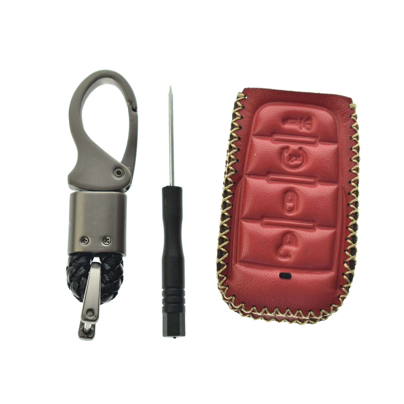 Leather 4 Buttons Smart Key Cover Fob Case For Dodge Ram 1500 2019 2020 2021