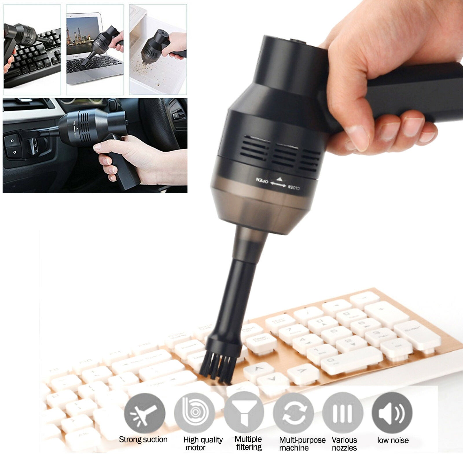 Mini Cordless Handheld Vacuum Cleaner Battery Powered VAC with Dust Bag