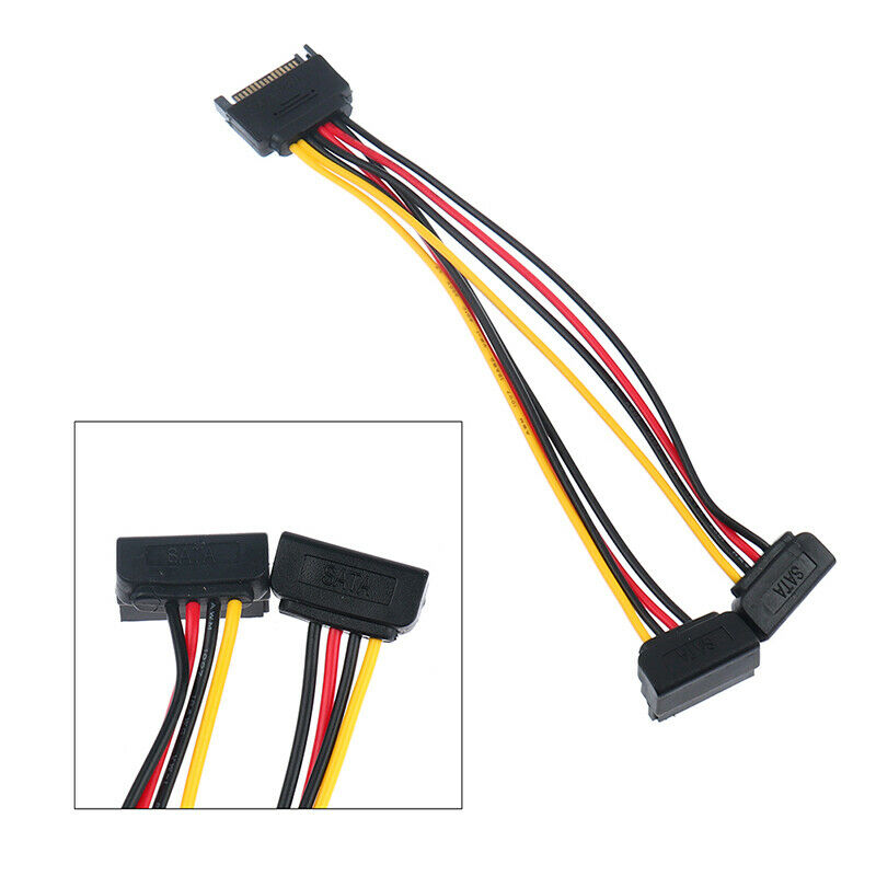 15Pin Male to 2 x 15Pin Female Adapter Sata Power Cable 90 Degree For H.l8