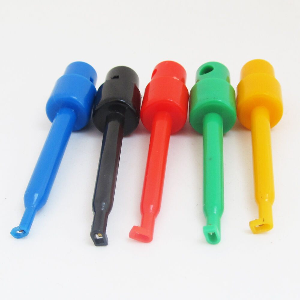 1set Single Test Hook Clip Round Grabbers Test Hook Clip Probes 5 Colors 57mm