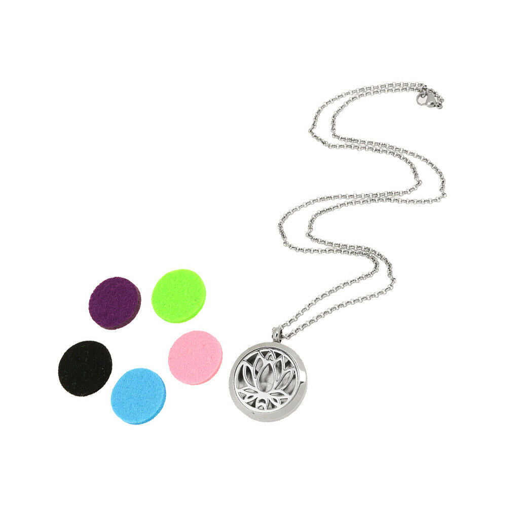 3 Pieces Aromatherapy Essential Oil Diffuser Pendant Necklace Steel Locket