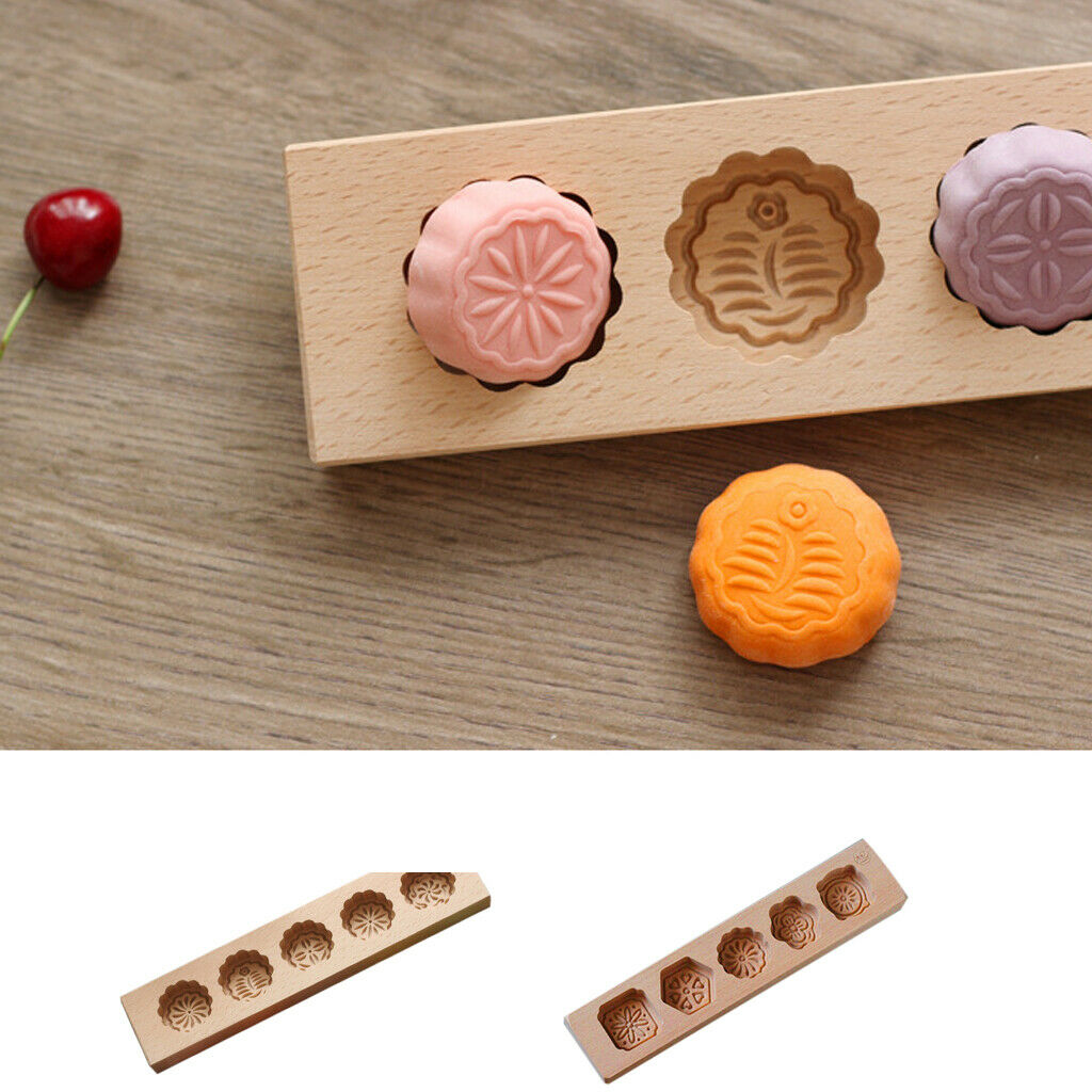 4 in 1 flower shape wood round moon cake pan mold mooncake decoration # 1