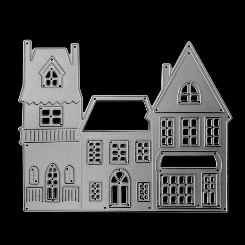 Village House Metal Cutting Dies Stencil DIY Scrapbooking Card Template Mold