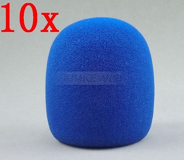 10x Blue Handheld Stage Microphone Windscreen Foam Mic Cover Karaoke DJ 65x40mm