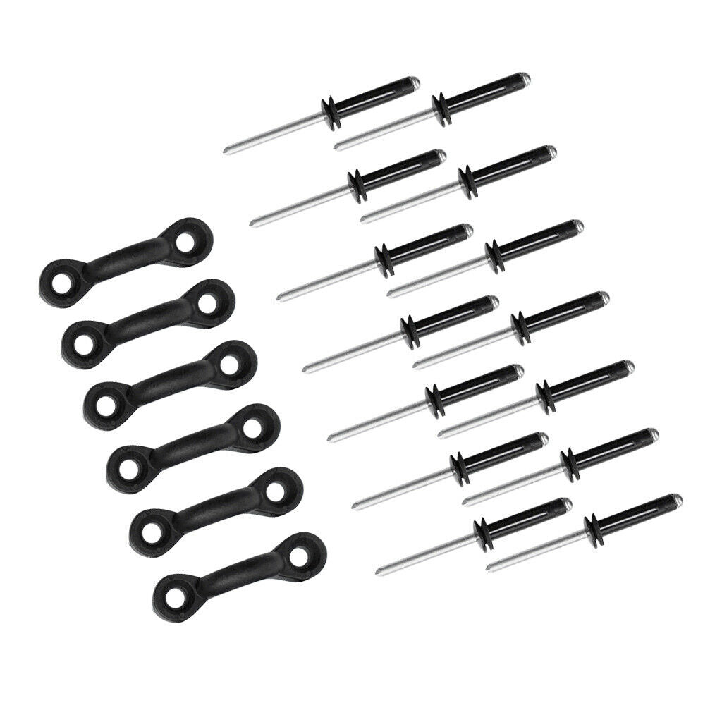 Nylon 6 Pad Eyes + 12 Tri Fold Rivets Kayak Canoe Boat Deck Rigging Hardware