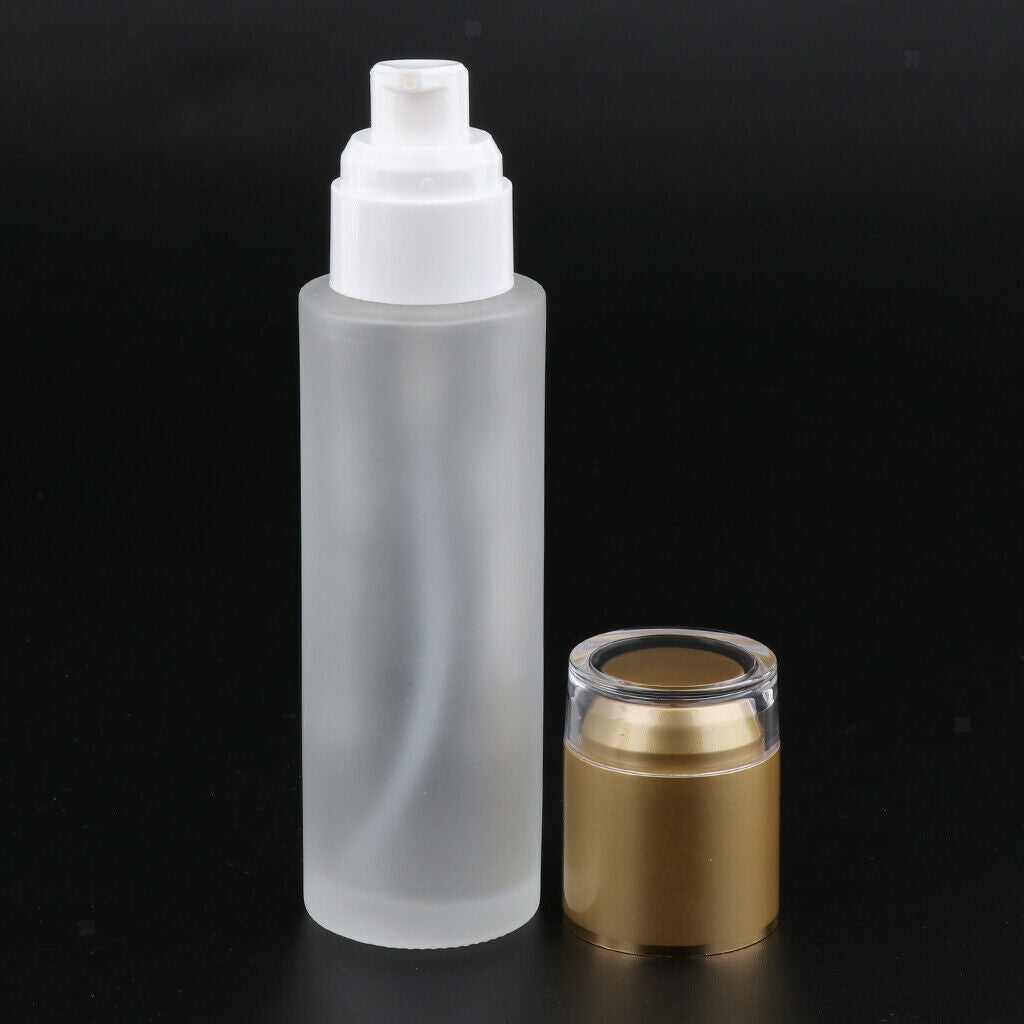 5Pcs Glass Pump Bottle Refillable Cosmetic Container Leak Proof 80ml  Golden