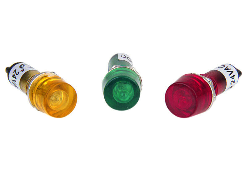30pcs Red Yellow Green 24V   10mm Power Signal Indicator Pilot Light Bulb