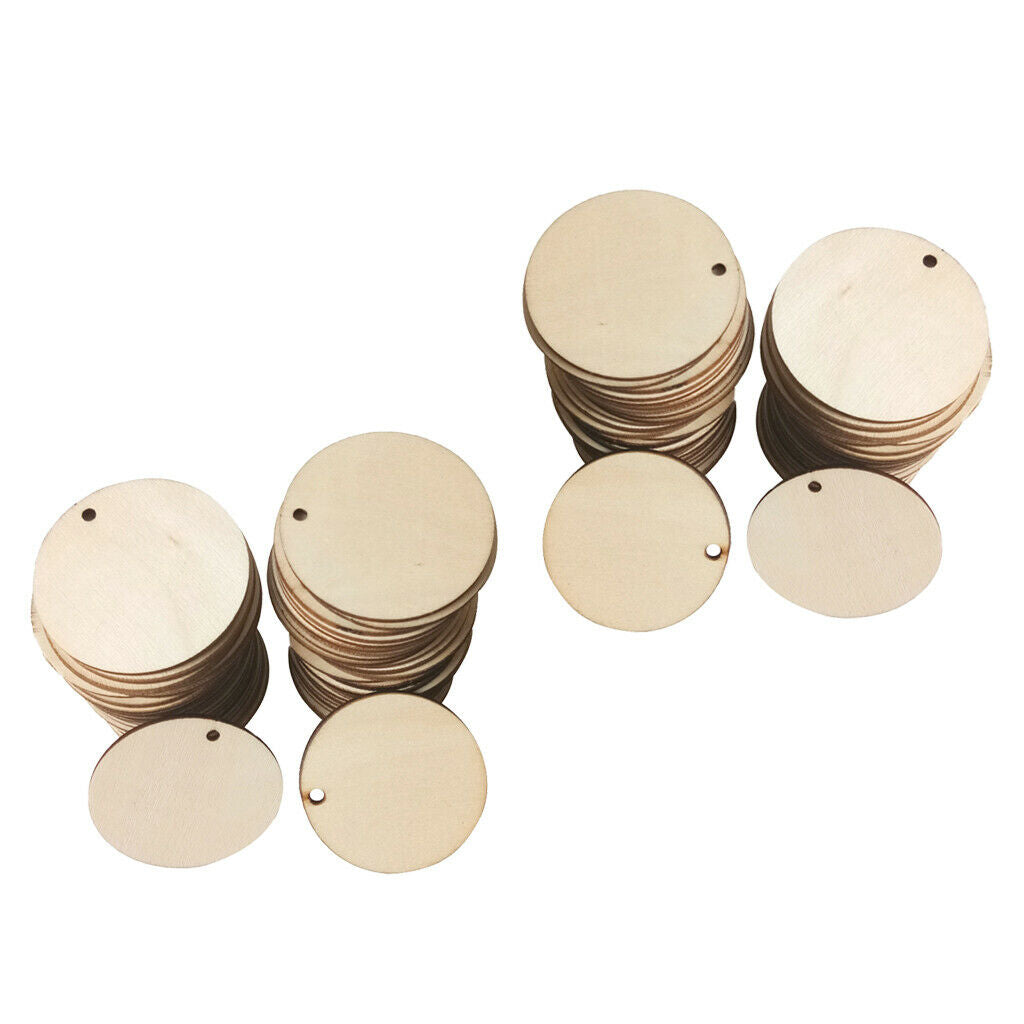100pcs Lots Wooden Pieces Wood Chips Round Discs Party Decor DIY Craft