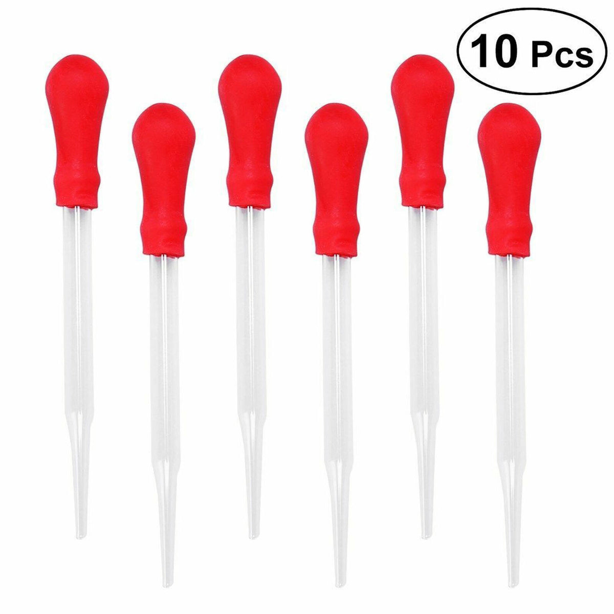 10Pcs 9cm Glass Pipette Laboratory Medicine Dropper Red Rubber Head Pipet