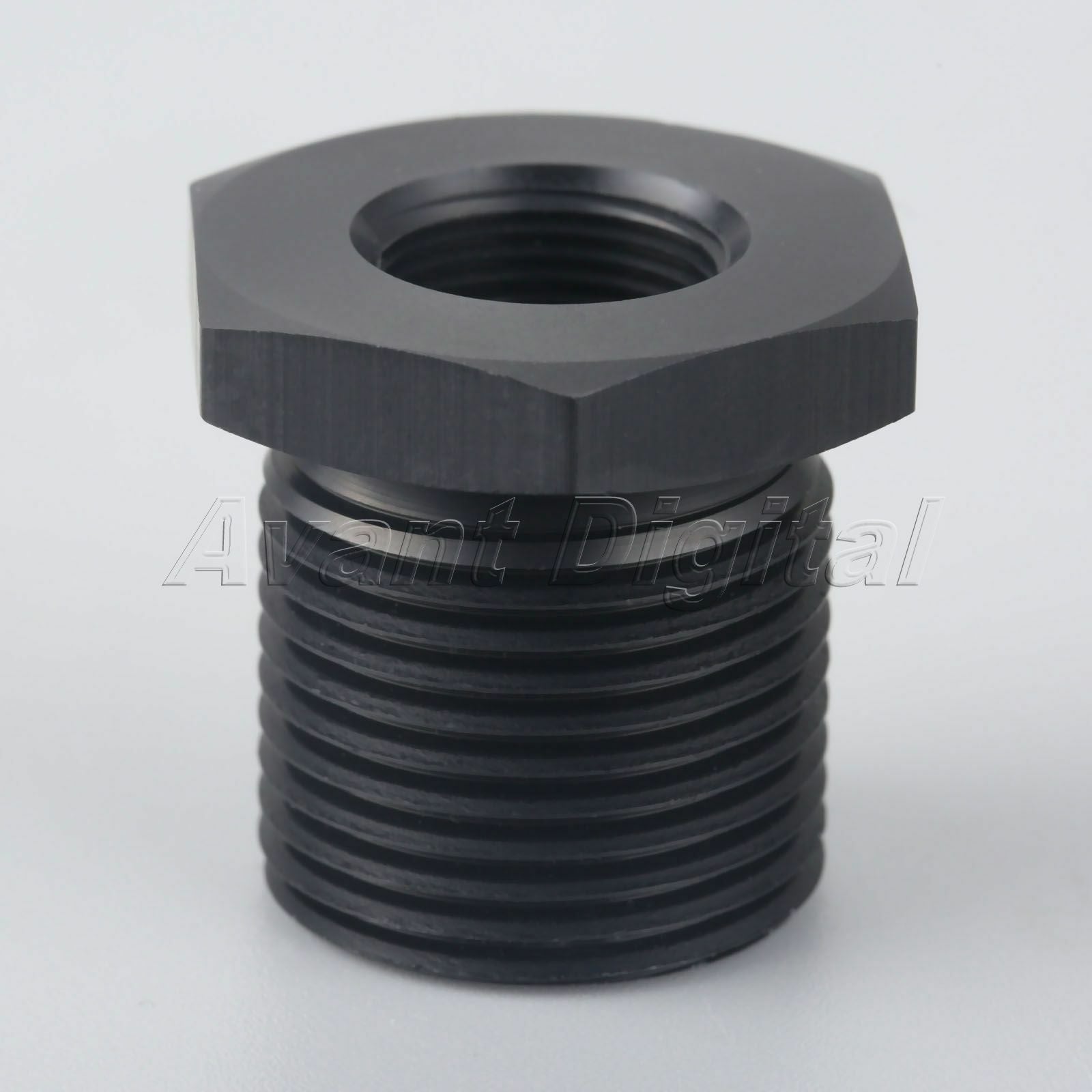 Aluminum Automotive Oil Filter Threaded Adapter 1/2-28 to 3/4-16 Black Anodized