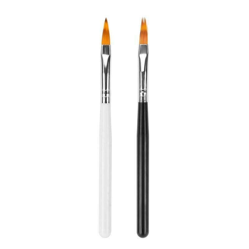 2Pcs Faux Wool Bristles Nail Art Brush Set with Wooden Handle Manicure Draw Pen