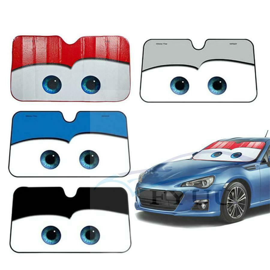 Aluminium Foil Cartoon Car Windshield Sun Shade Big Eyes Front Window Sun Visor