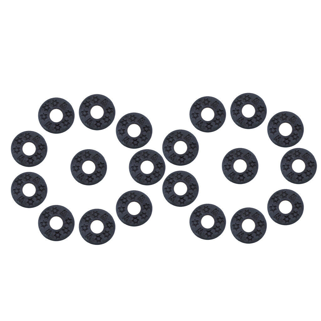 20 Pieces Guitar Strap Block Rubber Safety Strap Lock Washer Gasket Black