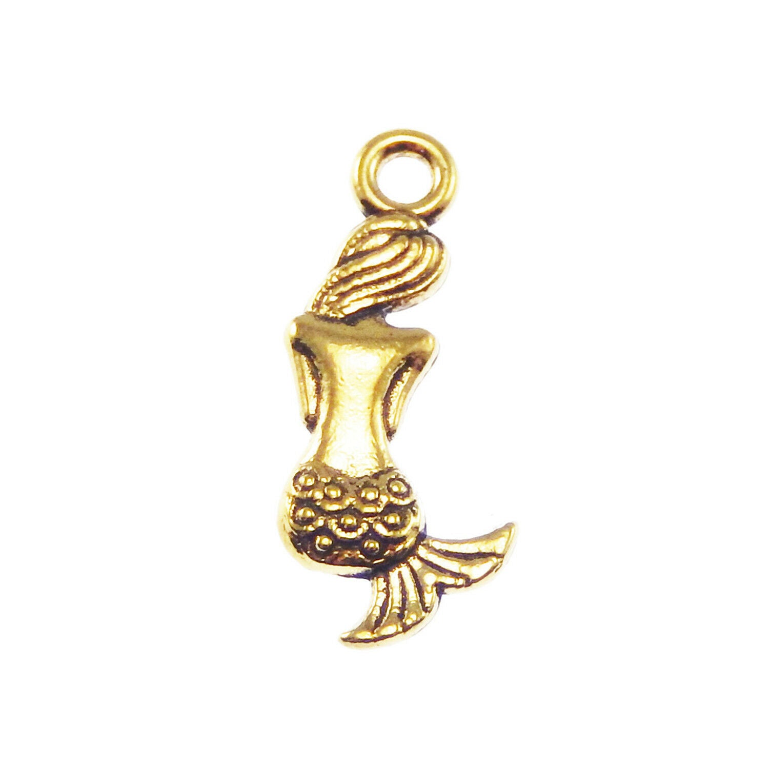 30 pcs Golden Alloy Cute Mermaid Charms Dangles Earring Pendant Findings 20x8 MM