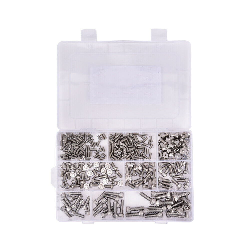 370PCS M4 M5 M6 Bolts For Bikes Stainless Steel Assorted Socket Screw Nut Se XC
