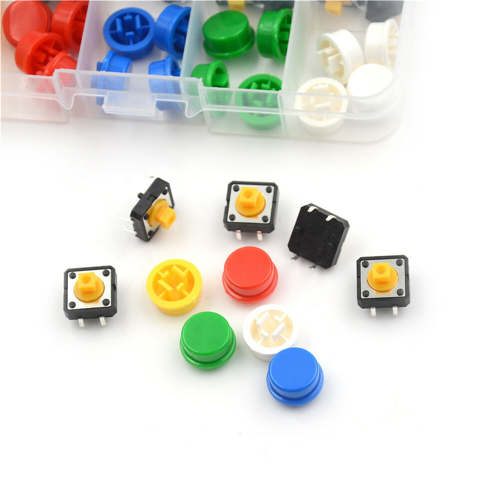 25Sets Momentary Tactile Push Button Touch Micro Switch4P PCB Caps12x12x7.l8