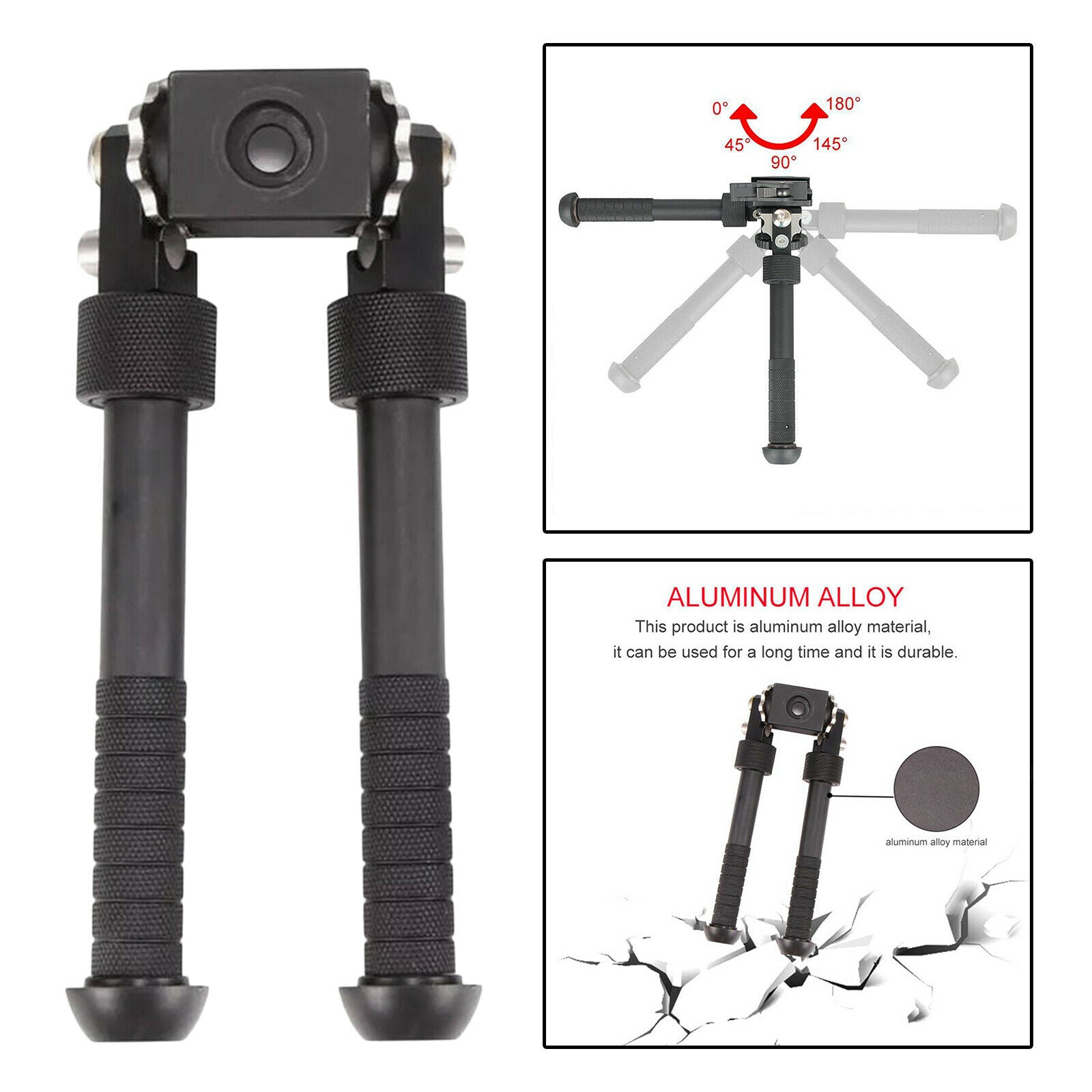 Aluminum Alloy Tilting 360-degree Rotating Bipod Retractable for Climbing