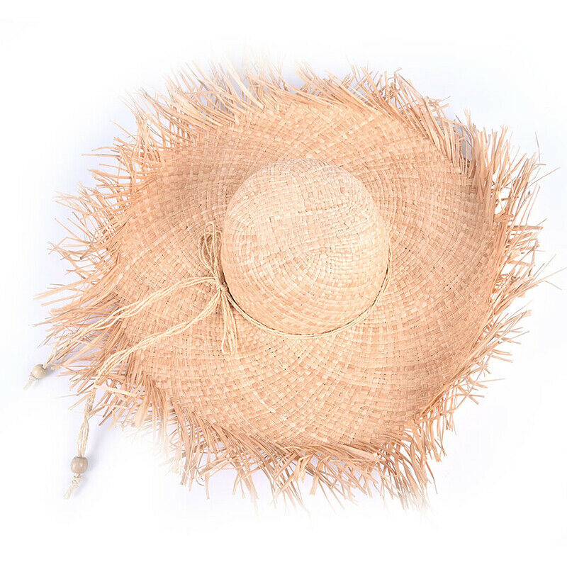 Women Straw Sun Hats Large Wide Brim Natural Raffia Panama Beach Caps Holida SJ