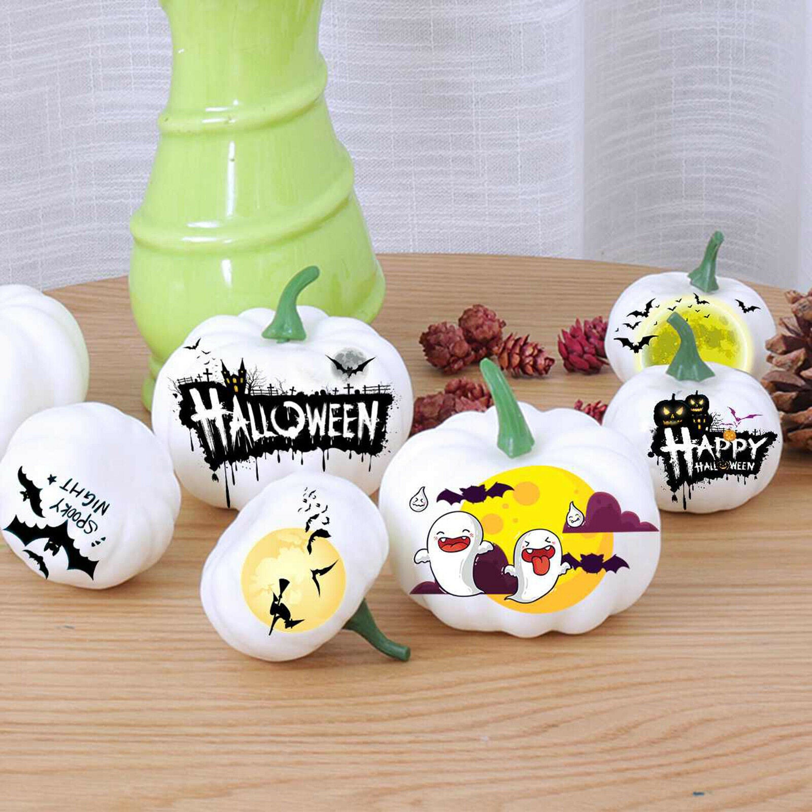 2X 12pcs Halloween Harvest Artificial White Pumpkins Bulk Thanksgiving Decor